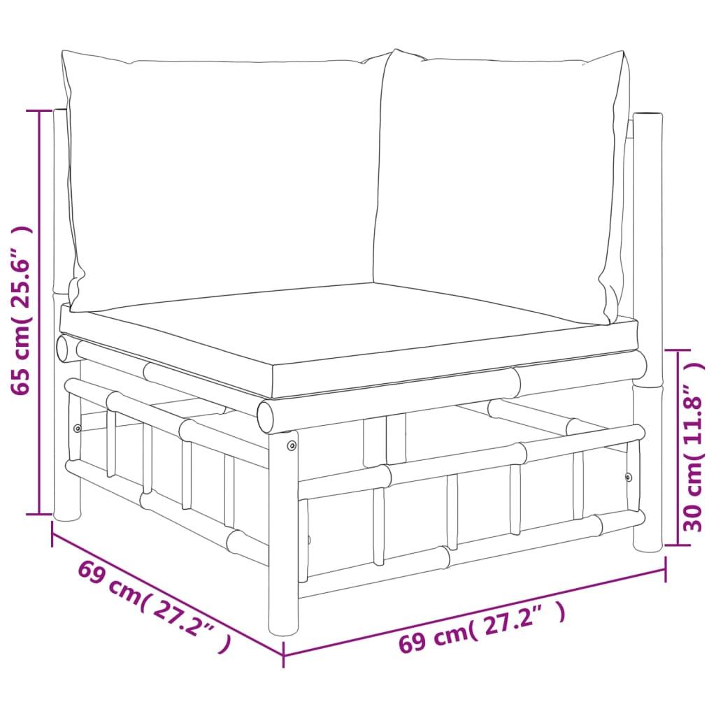 10 Piece Garden Lounge Set with Cream White Cushions  Bamboo