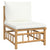 9 Piece Garden Lounge Set with Cream White Cushions  Bamboo