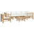 7 Piece Garden Lounge Set with Cream White Cushions  Bamboo