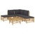 6 Piece Garden Lounge Set with Dark Grey Cushions  Bamboo