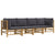 4 Piece Garden Lounge Set with Dark Grey Cushions  Bamboo