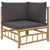 6 Piece Garden Lounge Set with Dark Grey Cushions  Bamboo