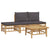 4 Piece Garden Lounge Set with Dark Grey Cushions  Bamboo