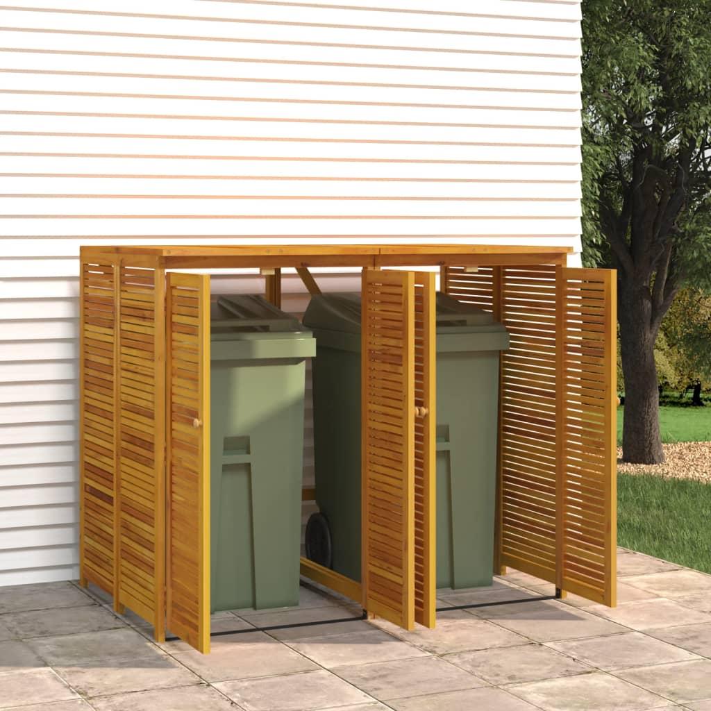 Double Garbage Bin Shed 140x89x117 cm Solid Wood Acacia