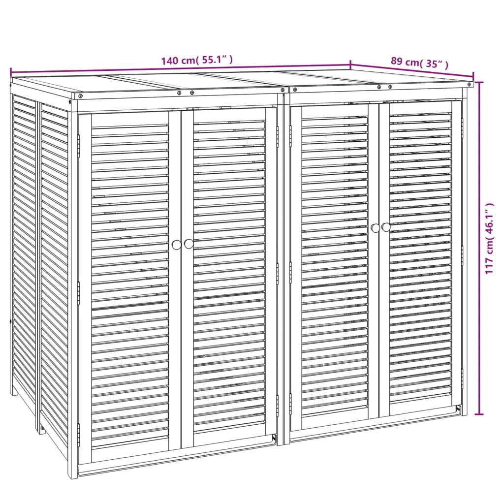 Double Garbage Bin Shed 140x89x117 cm Solid Wood Acacia