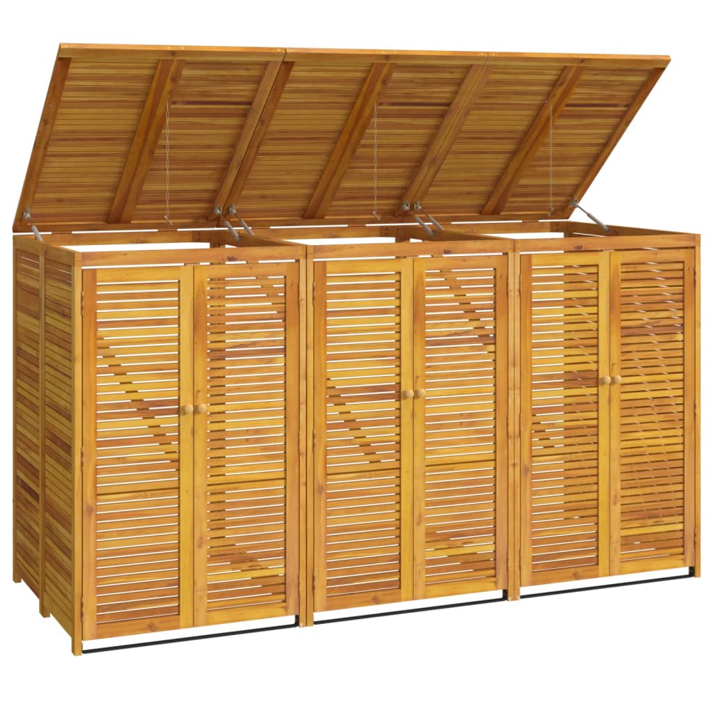 Triple Garbage Bin Shed 210x89x117 cm Solid Wood Acacia