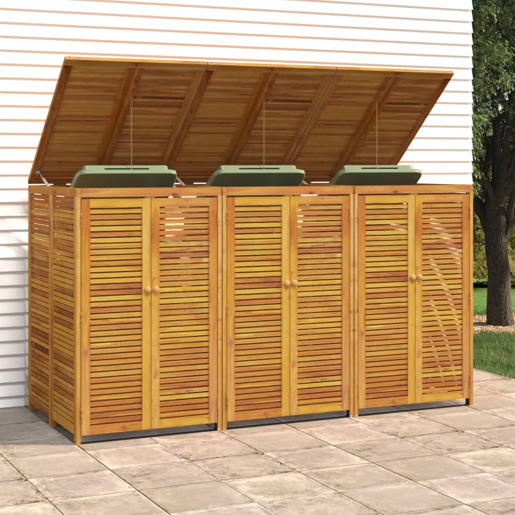 Triple Garbage Bin Shed 210x89x117 cm Solid Wood Acacia