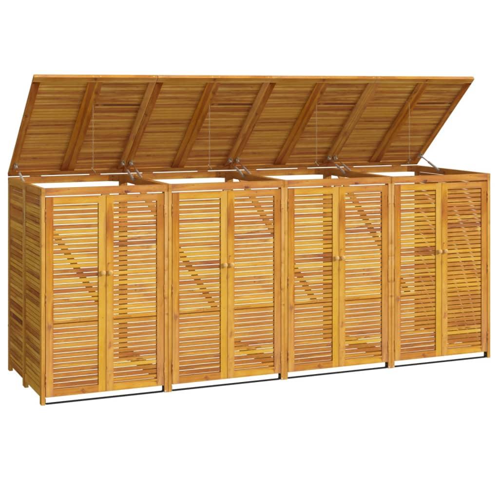 Quadruple Garbage Bin Shed 280x89x117 cm Solid Wood Acacia