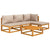 5 Piece Garden Lounge Set with Taupe Cushions Solid Wood