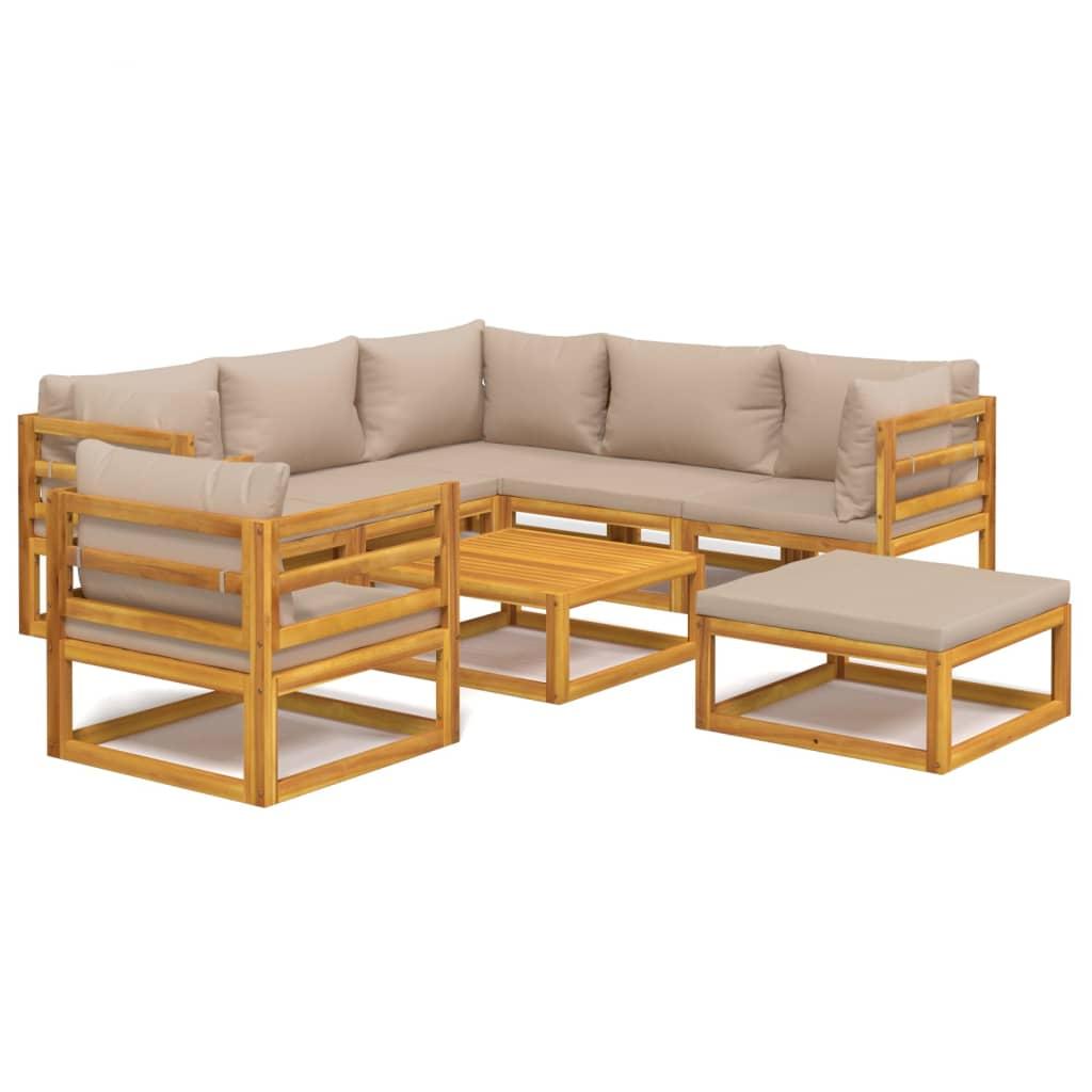 8 Piece Garden Lounge Set with Taupe Cushions Solid Wood