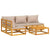 5 Piece Garden Lounge Set with Taupe Cushions Solid Wood