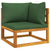 4 Piece Garden Lounge Set with Green Cushions Solid Wood