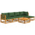 6 Piece Garden Lounge Set with Green Cushions Solid Wood