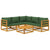 6 Piece Garden Lounge Set with Green Cushions Solid Wood