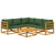 6 Piece Garden Lounge Set with Green Cushions Solid Wood