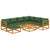 8 Piece Garden Lounge Set with Green Cushions Solid Wood