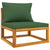 10 Piece Garden Lounge Set with Green Cushions Solid Wood