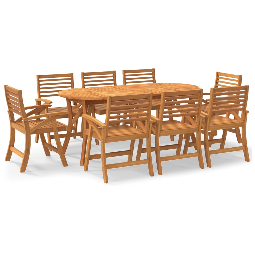 9 Piece Garden Dining Set Solid Wood Acacia