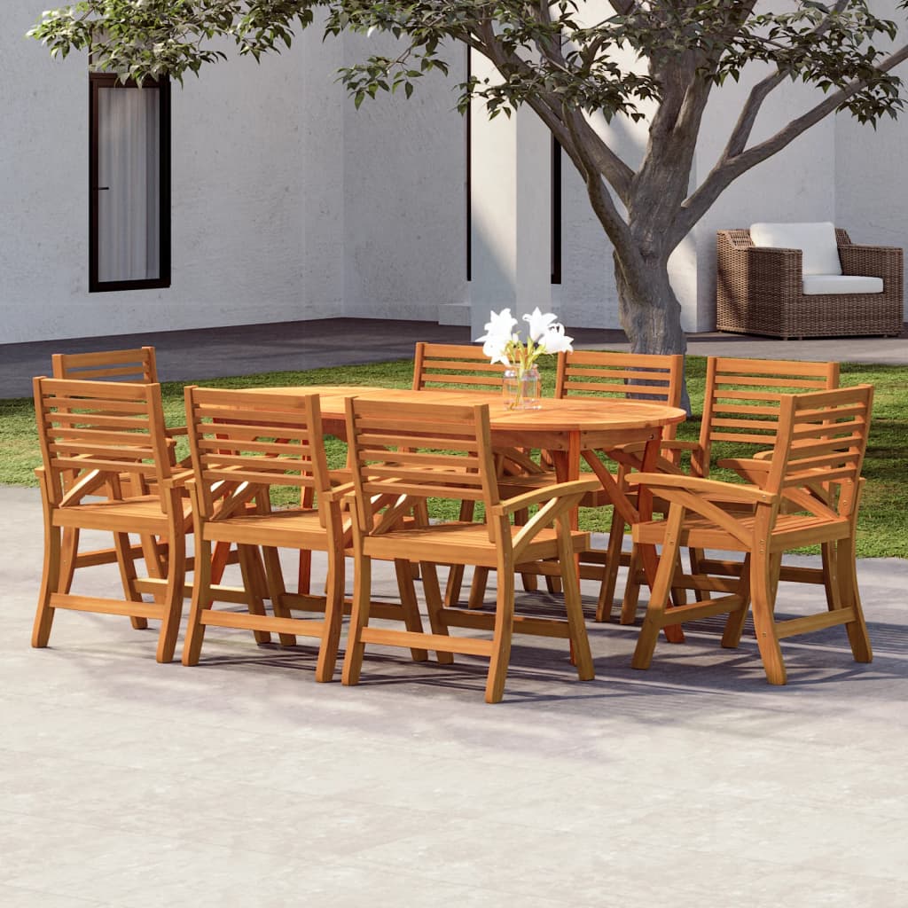 9 Piece Garden Dining Set Solid Wood Acacia