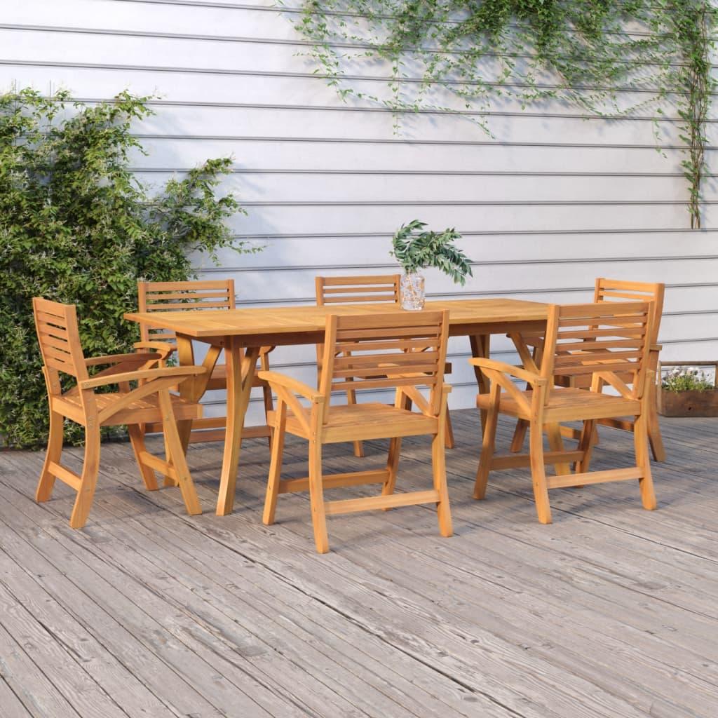 7 Piece Garden Dining Set Solid Wood Acacia