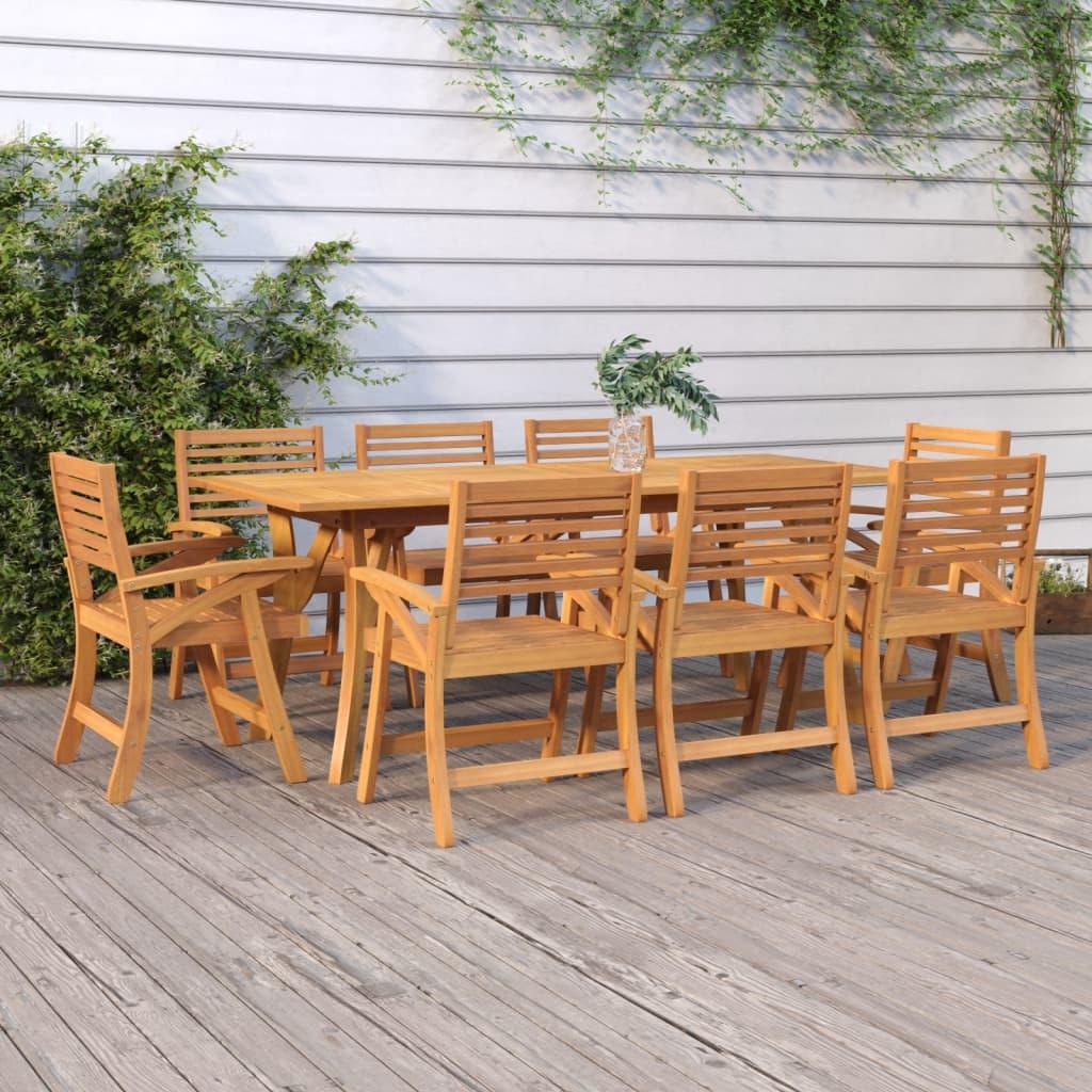 9 Piece Garden Dining Set Solid Wood Acacia