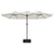 Double-Head Garden Parasol with LEDs Sand White 449x245 cm