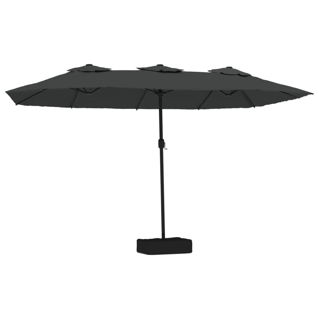 Double-Head Garden Parasol with LEDs Anthracite 449x265 cm