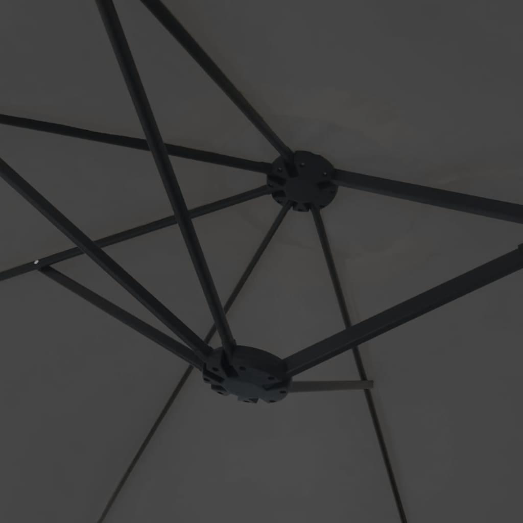 Double-Head Garden Parasol with LEDs Anthracite 449x265 cm
