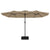 Double-Head Garden Parasol with LEDs Taupe 449x245 cm