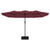 Double-Head Garden Parasol with LEDs Bordeaux Red 449x245 cm