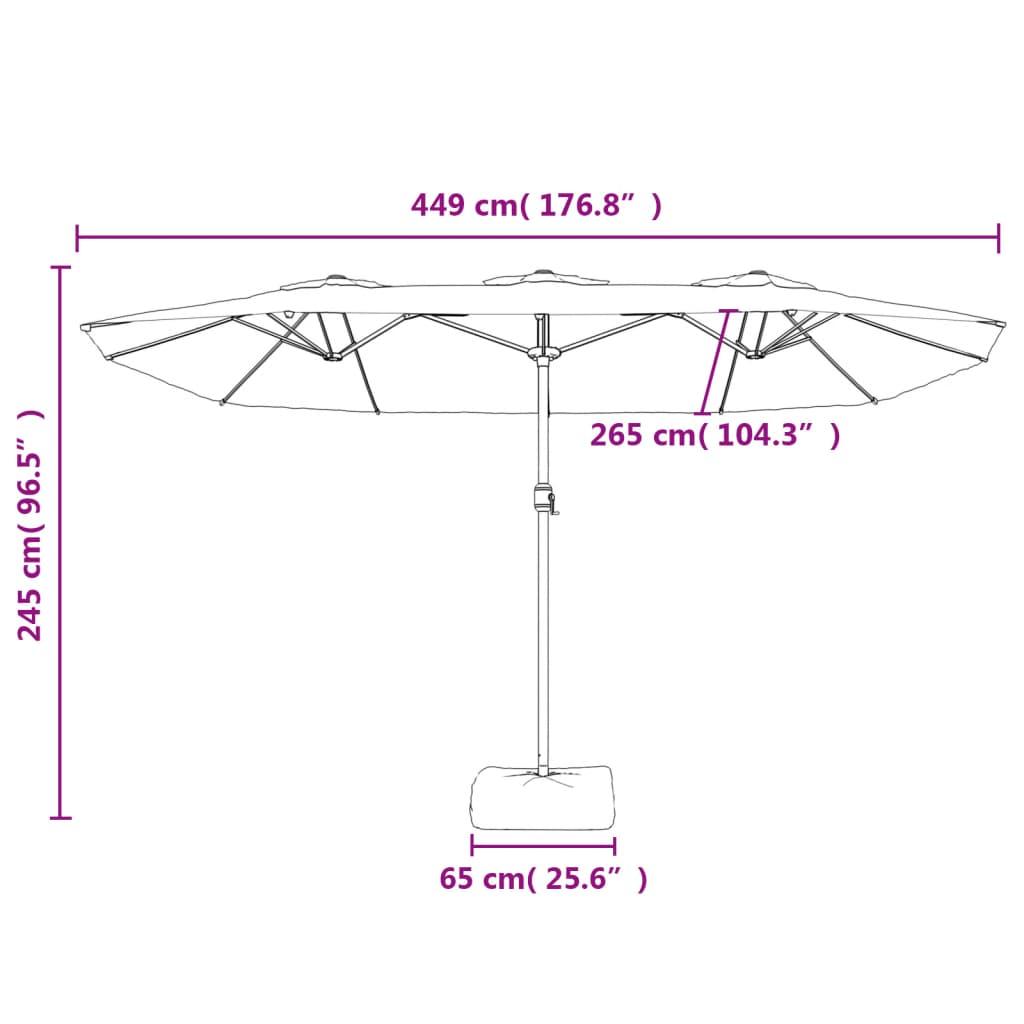 Double-Head Garden Parasol with LEDs Black 449x265 cm