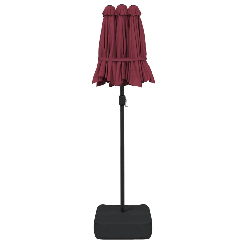 Double-Head Garden Parasol Bordeaux Red 316x145 cm