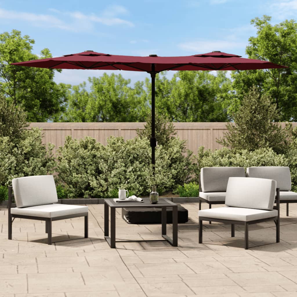 Double-Head Garden Parasol Bordeaux Red 316x145 cm