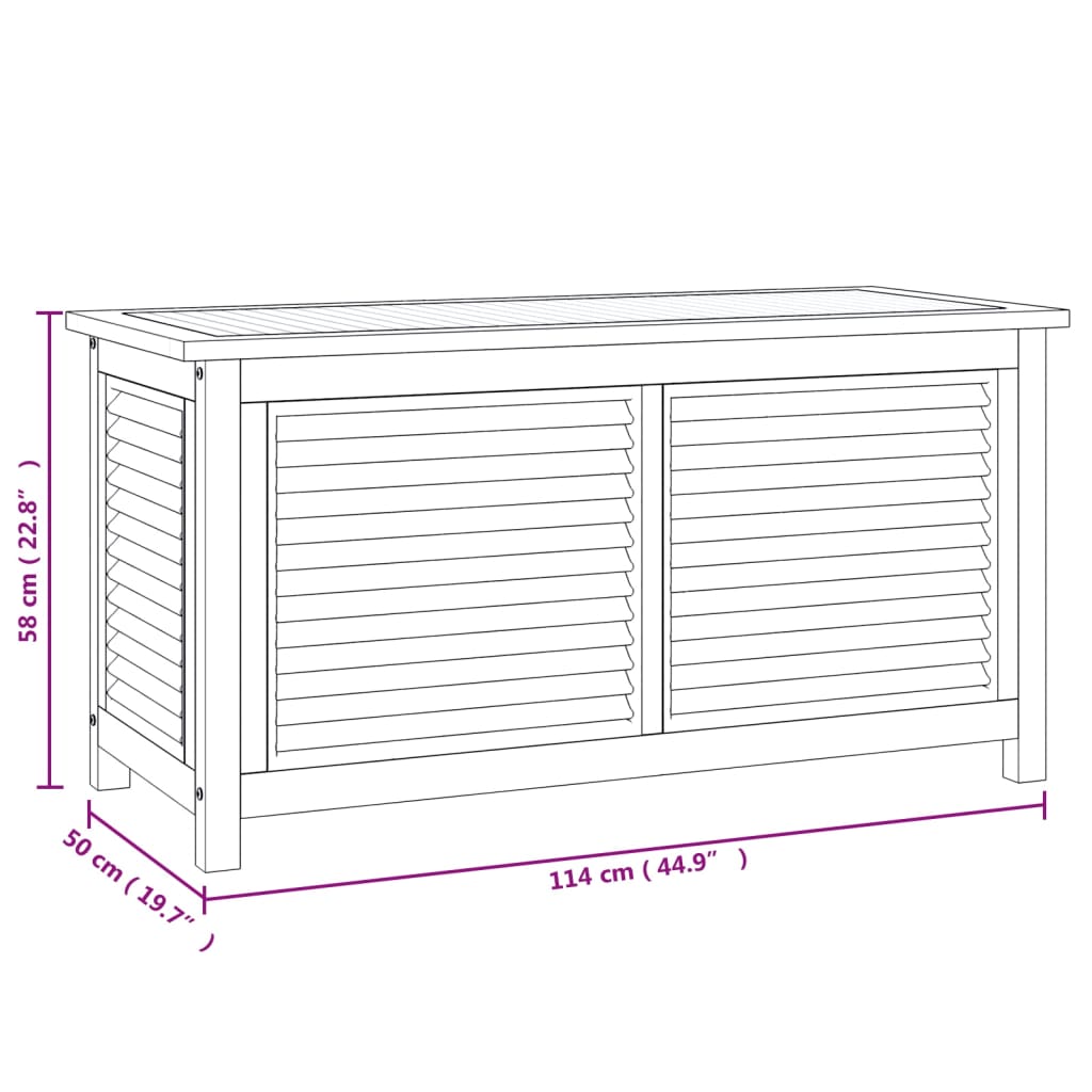 Garden Storage Box with Bag 114x50x58 cm Solid Wood Teak