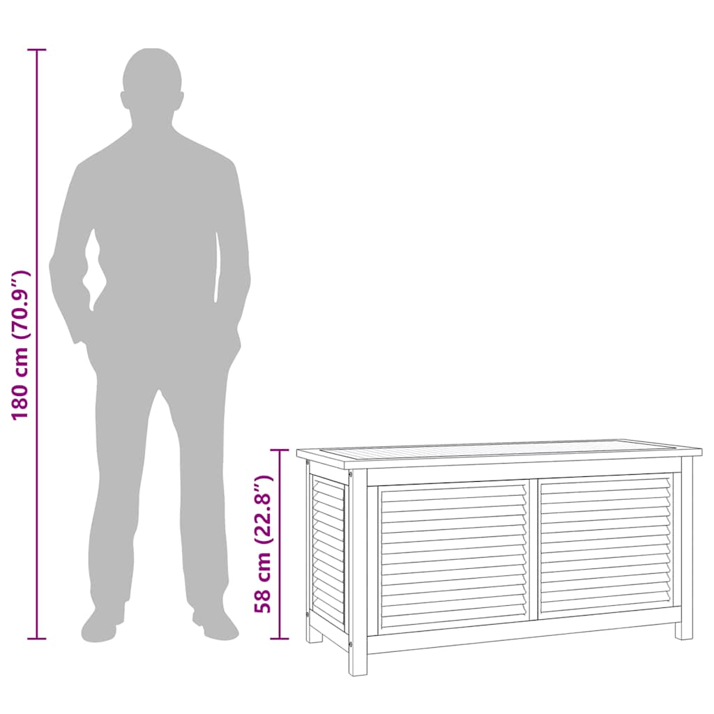 Garden Storage Box with Bag 114x50x58 cm Solid Wood Teak