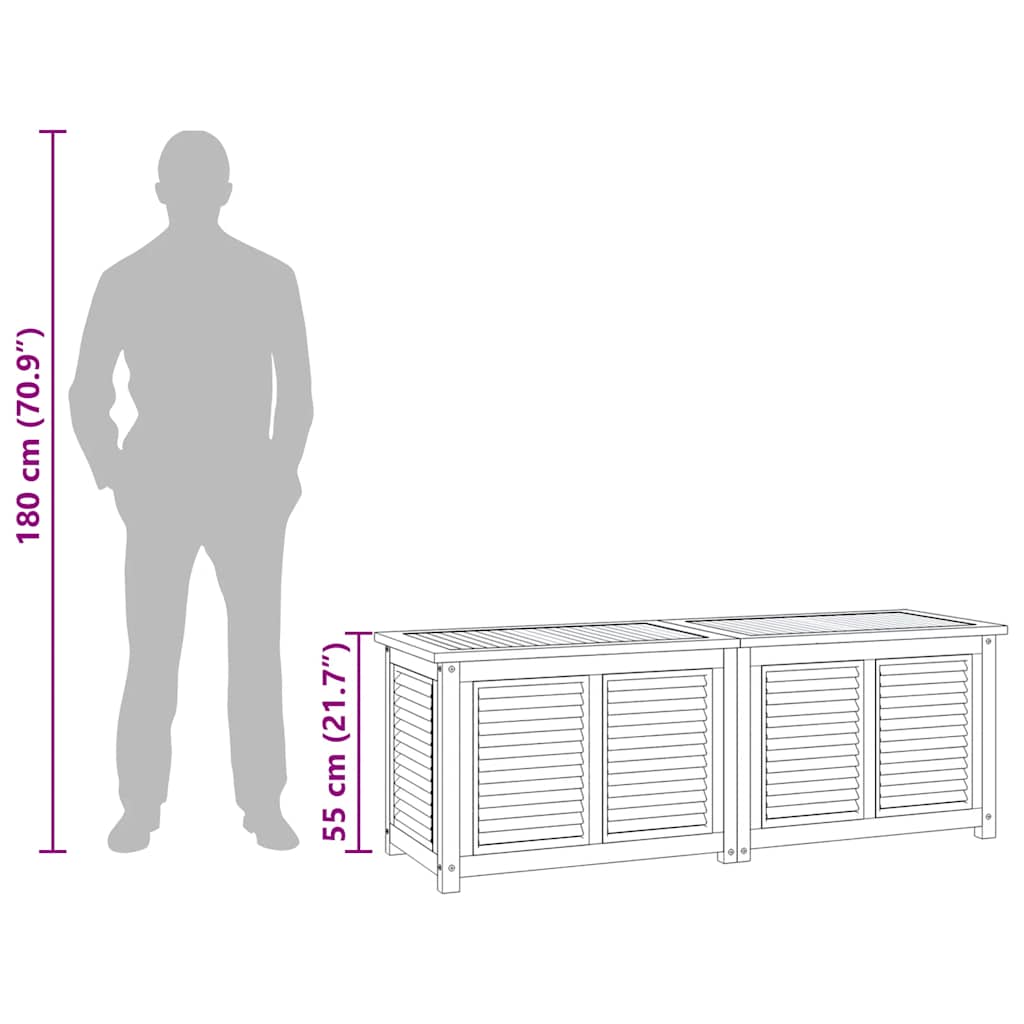 Garden Storage Box with Bag 150x50x55 cm Solid Wood Teak