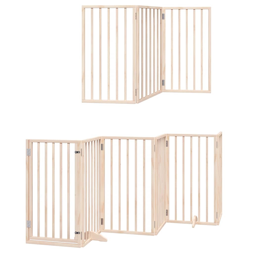 Dog Gate with Door Foldable 12 Panels 600 cm Poplar Wood