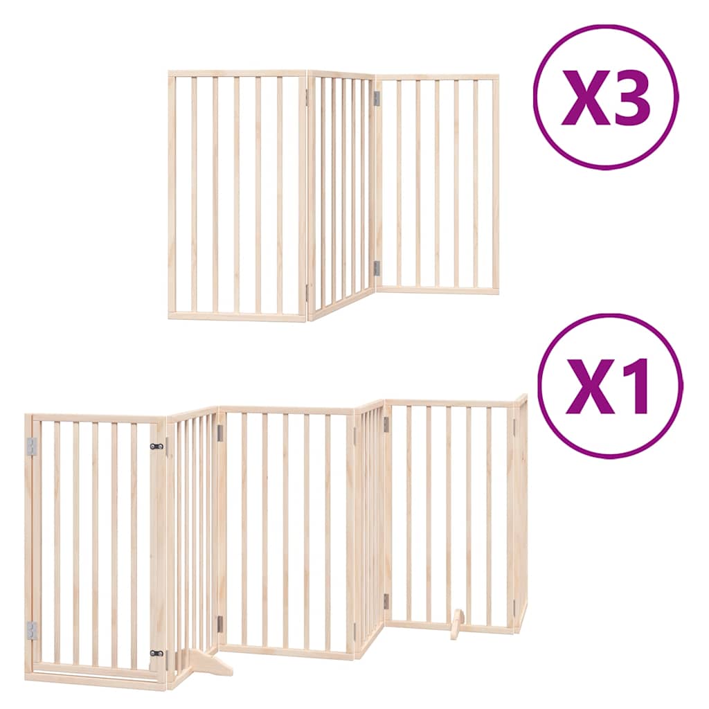 Dog Gate with Door Foldable 15 Panels 750 cm Poplar Wood