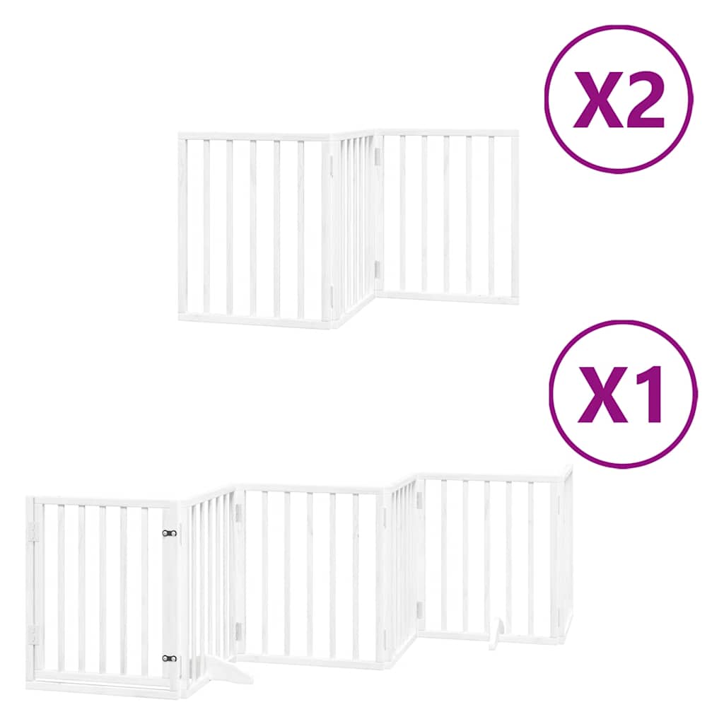 Dog Gate with Door Foldable 12 Panels White 600 cm Poplar Wood