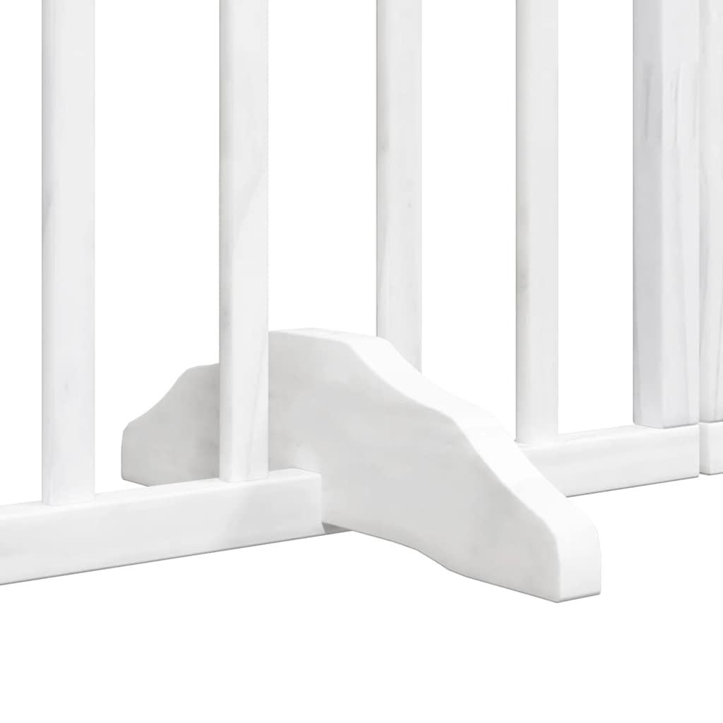 Dog Gate with Door Foldable 15 Panels White 750 cm Poplar Wood