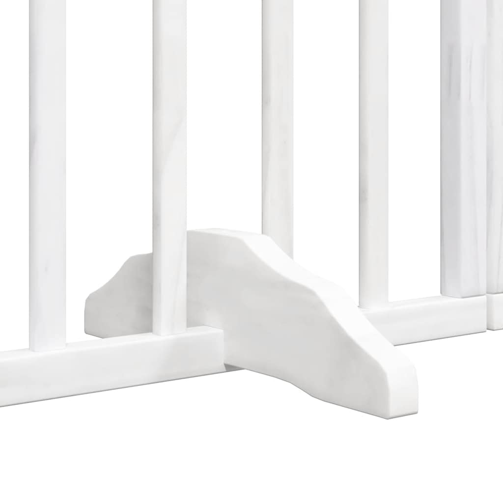 Dog Gate with Door Foldable 15 Panels White 750 cm Poplar Wood