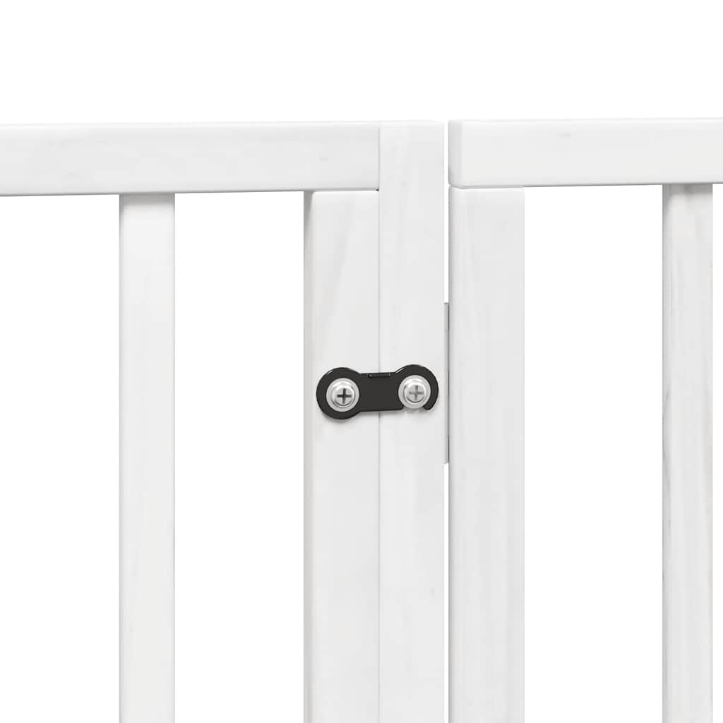 Dog Gate with Door Foldable 15 Panels White 750 cm Poplar Wood