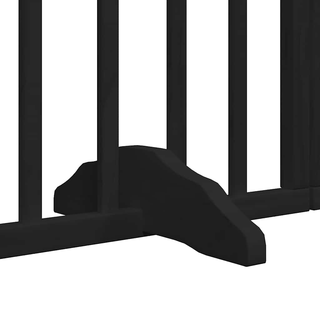 Dog Gate with Door Foldable 15 Panels Black 750 cm Poplar Wood