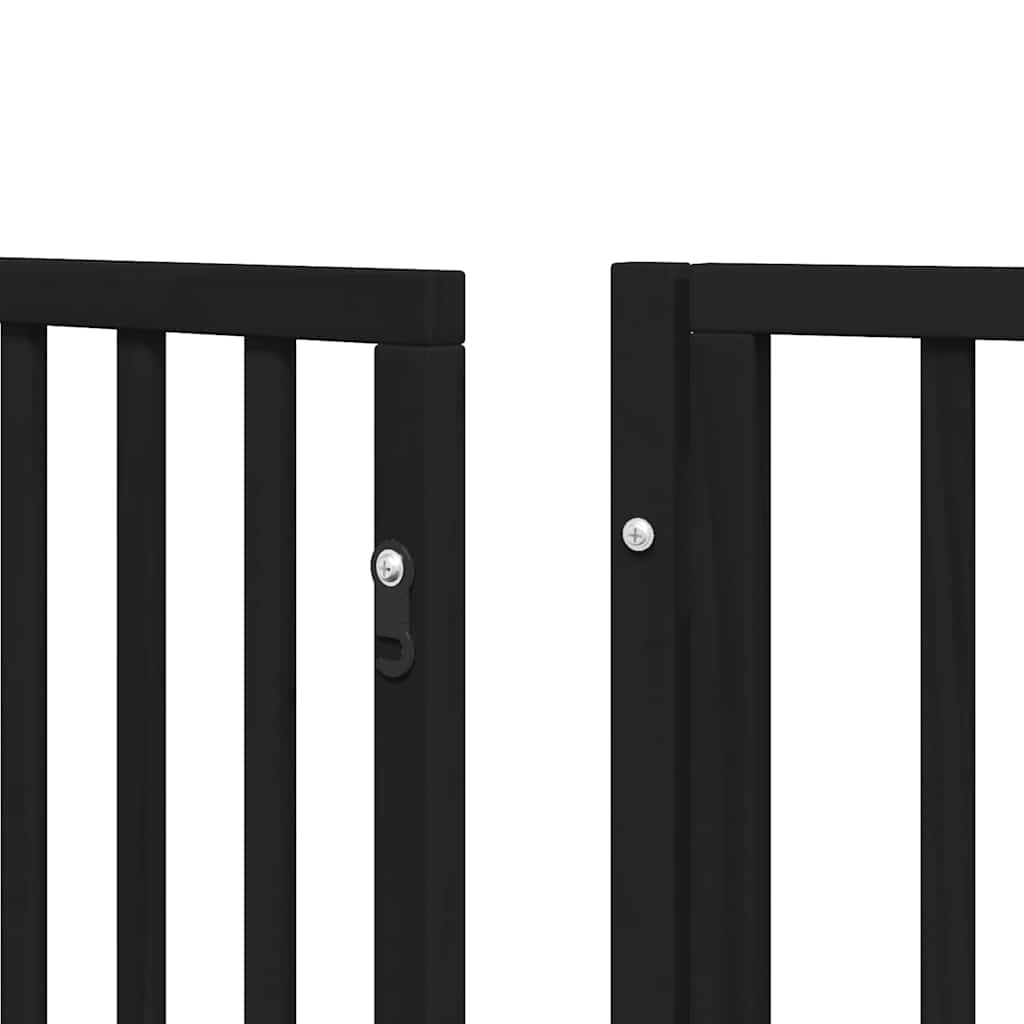 Dog Gate with Door Foldable 15 Panels Black 750 cm Poplar Wood