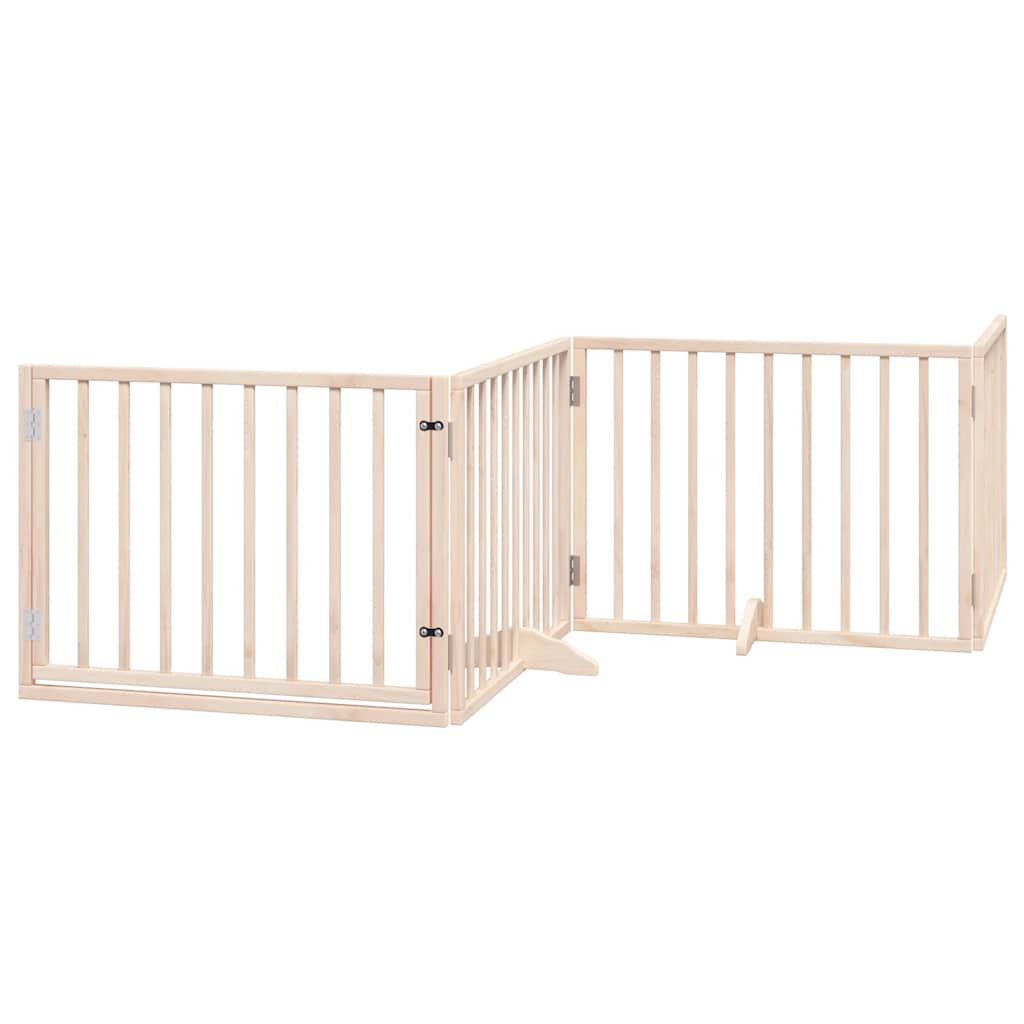 Dog Gate with Door Foldable 8 Panels 640 cm Poplar Wood
