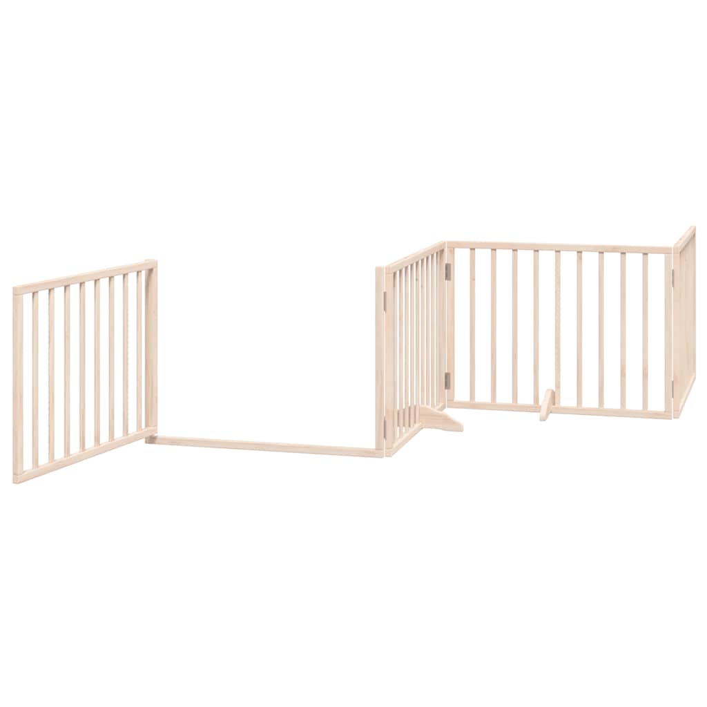 Dog Gate with Door Foldable 8 Panels 640 cm Poplar Wood