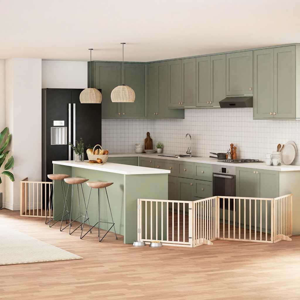 Dog Gate with Door Foldable 10 Panels 800 cm Poplar Wood