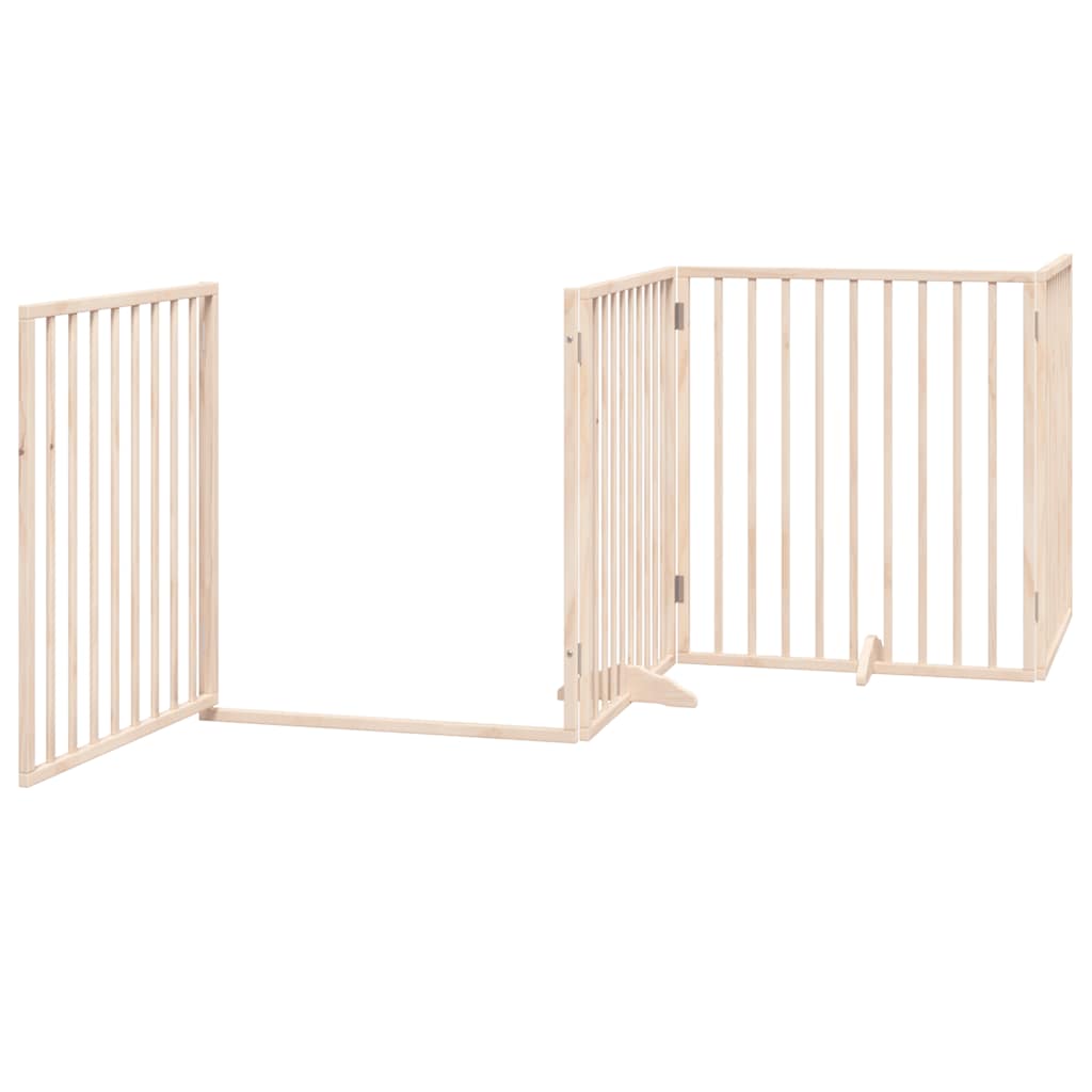 Dog Gate with Door Foldable 6 Panels 480 cm Poplar Wood