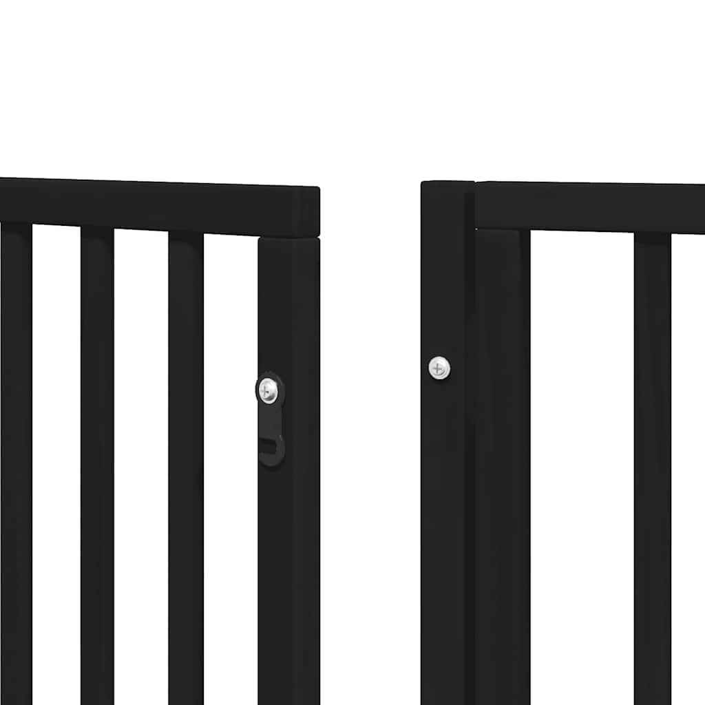 Dog Gate with Door Foldable 10 Panels Black 800 cm Poplar Wood