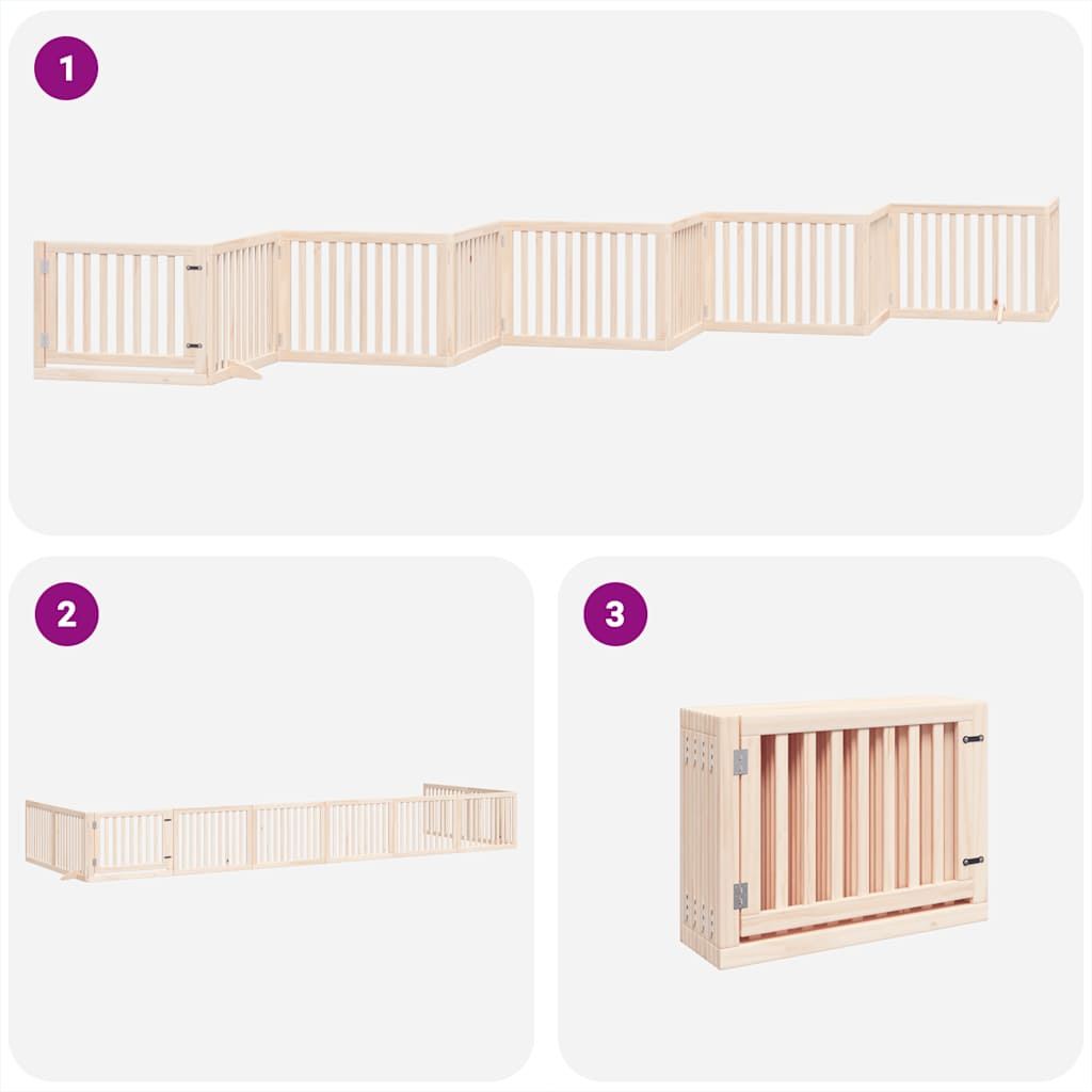 Dog Gate with Door Foldable 10 Panels 800 cm Poplar Wood